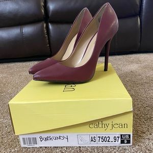 Burgundy leather heels